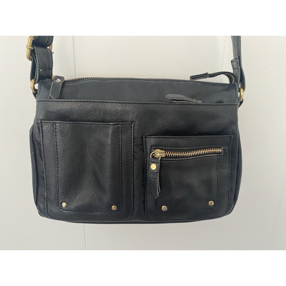 Great American Leather Works 100% Genuine Leather Crossbody Purse Handbag Black